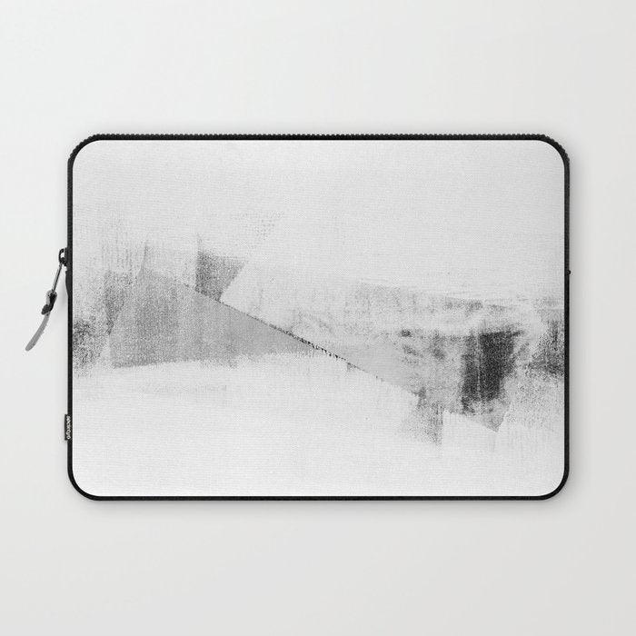 Grey and White Minimalist Geometric Abstract Laptop Sleeve Gallery Image 1