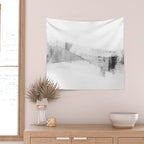 Grey and White Minimalist Geometric Abstract Wall Tapestry Gallery Image 2