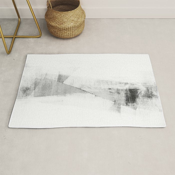 Grey and White Minimalist Geometric Abstract Rug Gallery Image 1