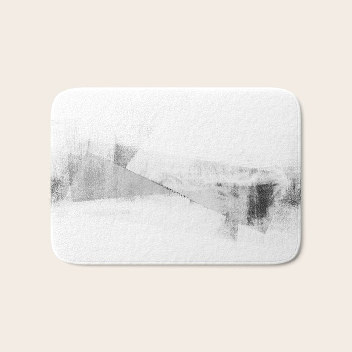 Grey and White Minimalist Geometric Abstract Bath Mat Gallery Image 1