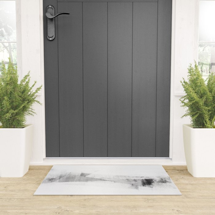 Grey and White Minimalist Geometric Abstract Welcome Mat Gallery Image 3