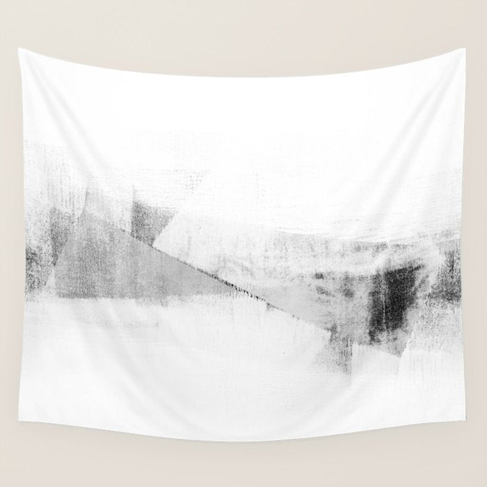 Grey and White Minimalist Geometric Abstract Wall Tapestry Gallery Image 1