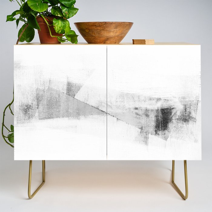 Grey and White Minimalist Geometric Abstract Credenza Gallery Image 1