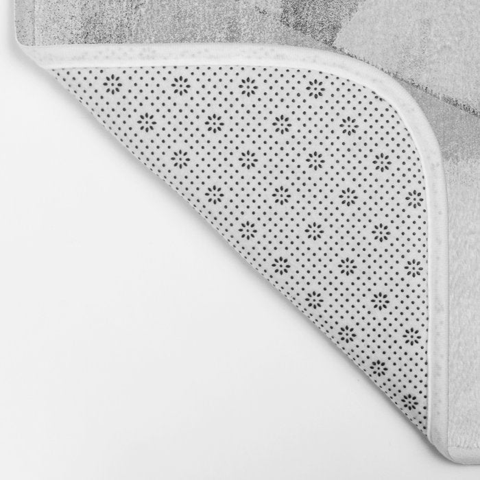 Grey and White Minimalist Geometric Abstract Bath Mat Gallery Image 2