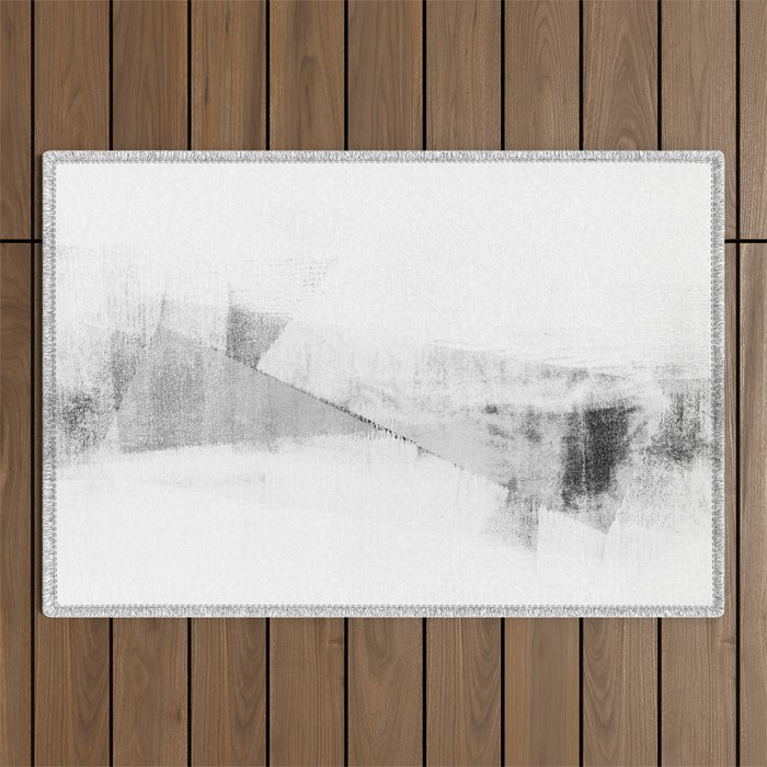 Grey and White Minimalist Geometric Abstract Outdoor Rug Gallery Image 1