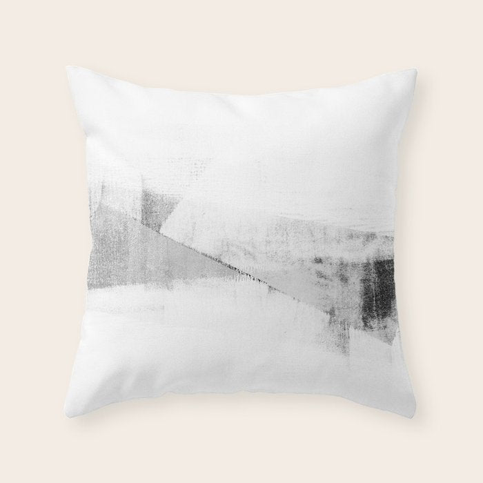 Grey and White Minimalist Geometric Abstract Throw Pillow Gallery Image 1