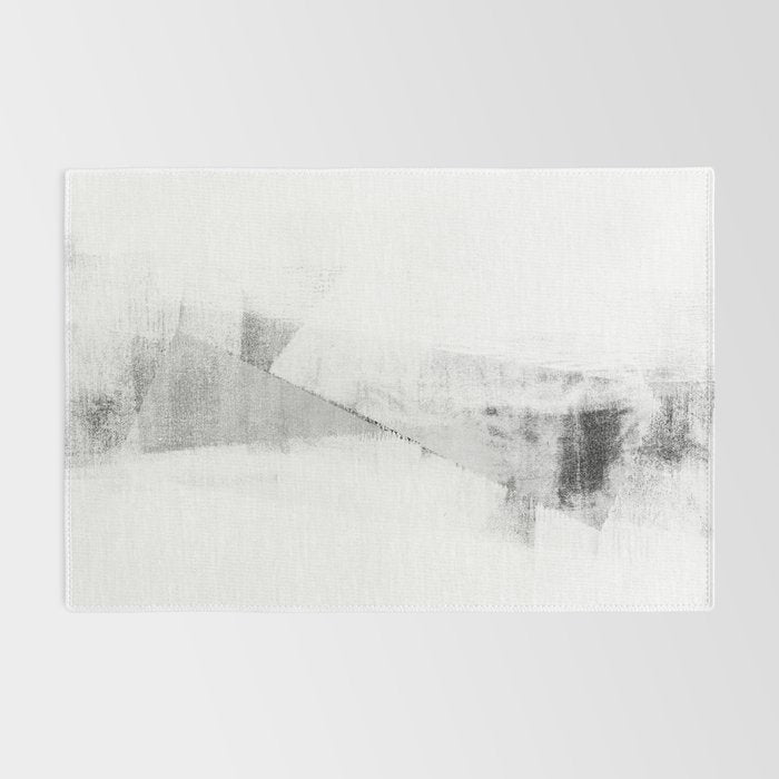 Grey and White Minimalist Geometric Abstract Rug Gallery Image 2