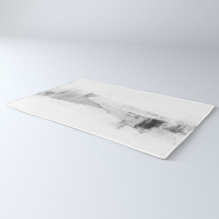 Grey and White Minimalist Geometric Abstract Rug Gallery Image 3