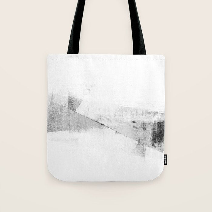 Grey and White Minimalist Geometric Abstract Tote Bag Gallery Image 1