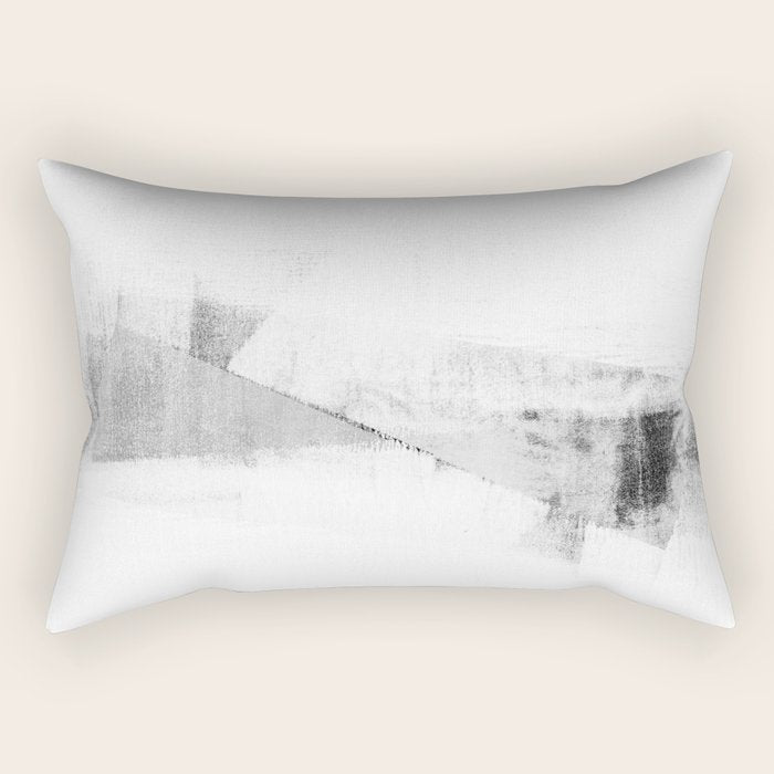 Grey and White Minimalist Geometric Abstract Rectangular Pillow Gallery Image 2
