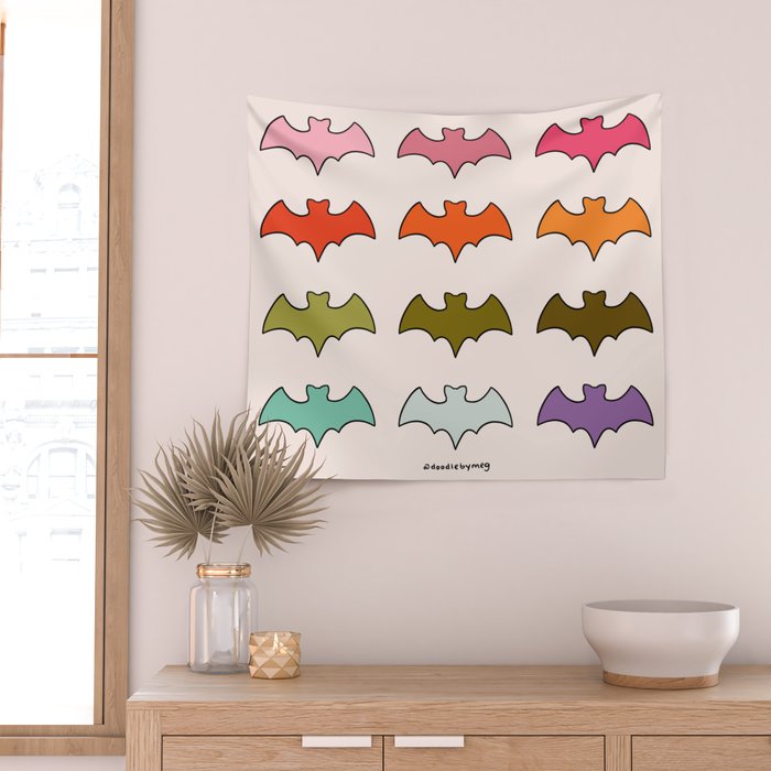 Rainbow Bats Wall Tapestry Gallery Image 2