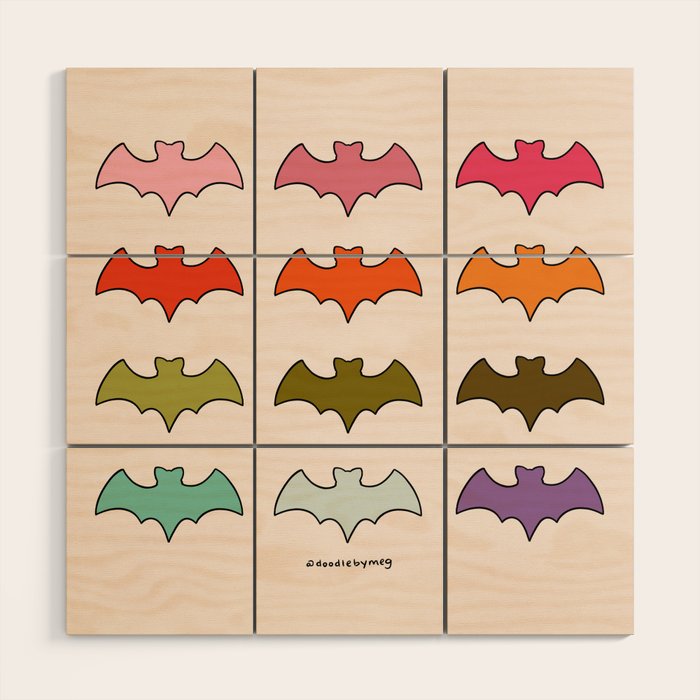 Rainbow Bats Wood Wall Art Gallery Image 1