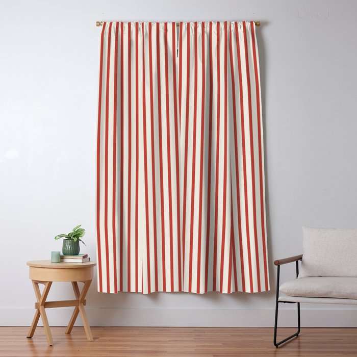 Red And Cream Striped Window Curtain Gallery Image 5