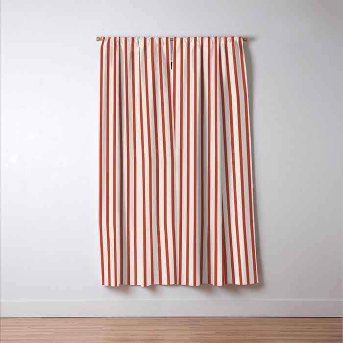 Red And Cream Striped Window Curtain Gallery Image 3
