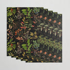 Vintage & Shabby Chic - vintage botanical wildflowers and berries on black Wrapping Paper Gallery Image 3