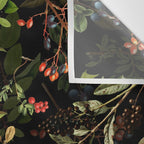 Vintage & Shabby Chic - vintage botanical wildflowers and berries on black Wall Tapestry Gallery Image 3