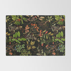 Vintage & Shabby Chic - vintage botanical wildflowers and berries on black Rug Gallery Image 2