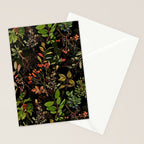 Vintage & Shabby Chic - vintage botanical wildflowers and berries on black Stationery Card Gallery Image 2