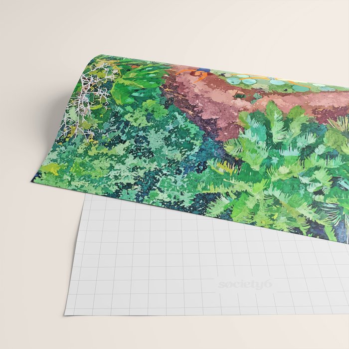 Tropical Vacay | Rainforest Jungle Botanical Lush Nature | Summer Lake People Swim | Boho Painting Wrapping Paper Gallery Image 2
