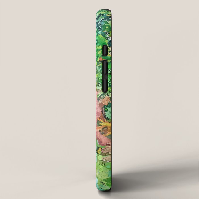 Tropical Vacay | Rainforest Jungle Botanical Lush Nature | Summer Lake People Swim | Boho Painting iPhone Case Gallery Image 2