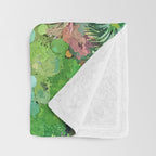 Tropical Vacay | Rainforest Jungle Botanical Lush Nature | Summer Lake People Swim | Boho Painting Throw Blanket Gallery Image 3