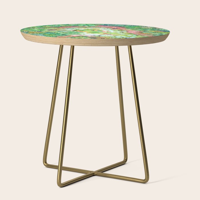 Tropical Vacay | Rainforest Jungle Botanical Lush Nature | Summer Lake People Swim | Boho Painting Side Table Gallery Image 1