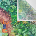Tropical Vacay | Rainforest Jungle Botanical Lush Nature | Summer Lake People Swim | Boho Painting Wall Tapestry Gallery Image 3