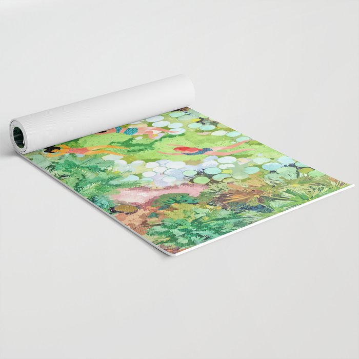 Tropical Vacay | Rainforest Jungle Botanical Lush Nature | Summer Lake People Swim | Boho Painting Yoga Mat Gallery Image 2
