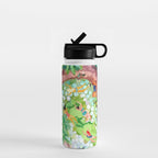 Tropical Vacay | Rainforest Jungle Botanical Lush Nature | Summer Lake People Swim | Boho Painting Water Bottle Gallery Image 1