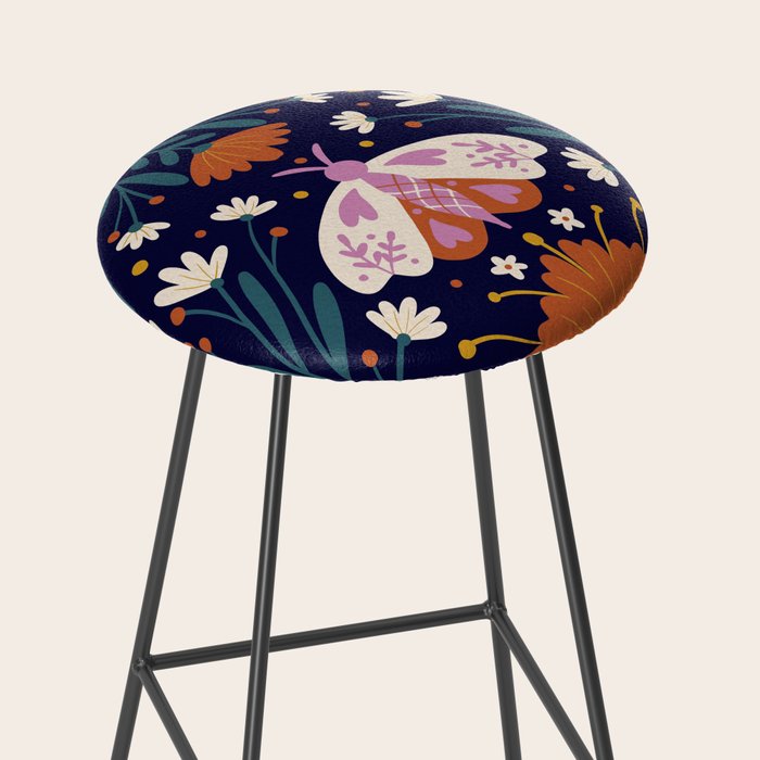 Folk Moth - orange and cream Stool Gallery Image 2
