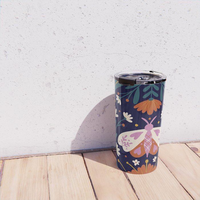 Folk Moth - orange and cream Travel Mug Gallery Image 4