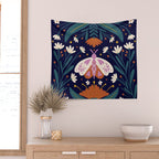 Folk Moth - orange and cream Wall Tapestry Gallery Image 2