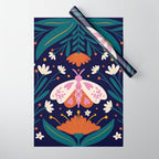 Folk Moth - orange and cream Wrapping Paper Gallery Image 1