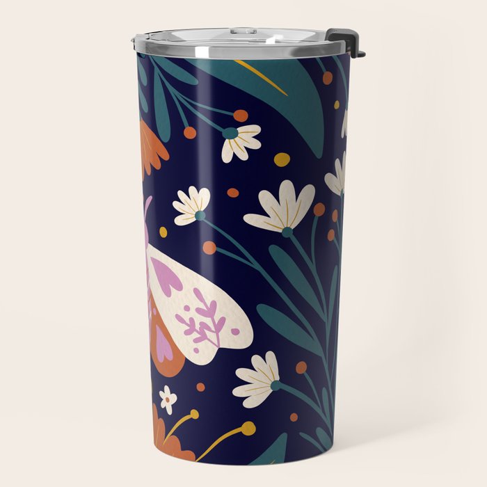Folk Moth - orange and cream Travel Mug Gallery Image 2
