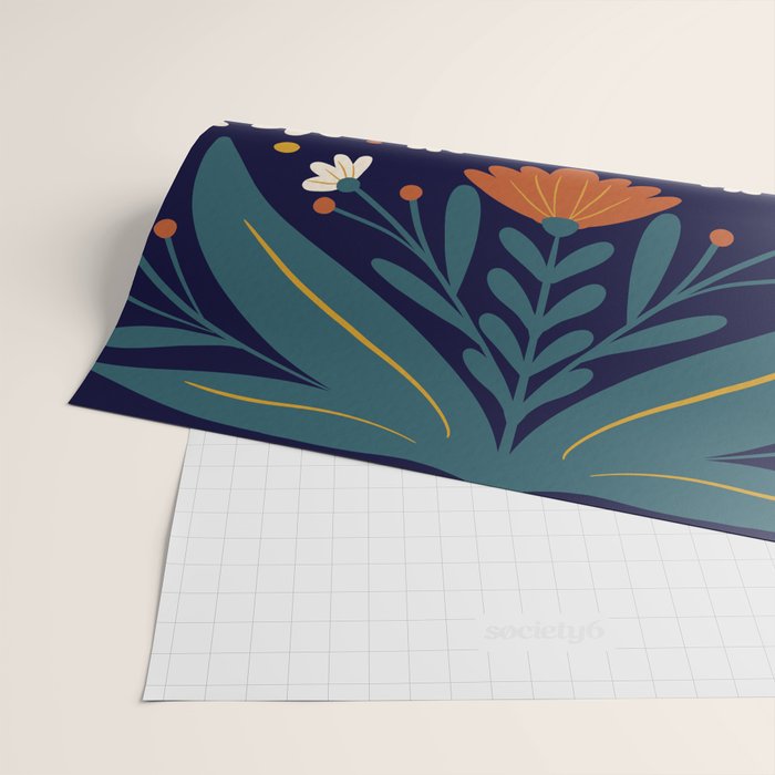 Folk Moth - orange and cream Wrapping Paper Gallery Image 2