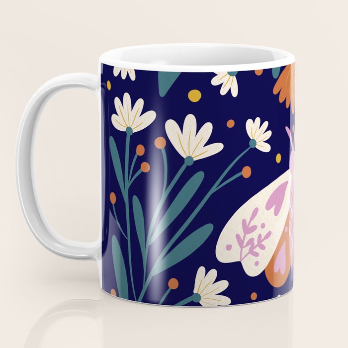 Folk Moth - orange and cream Coffee Mug Gallery Image 3