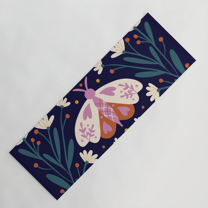 Folk Moth - orange and cream Yoga Mat Gallery Image 1