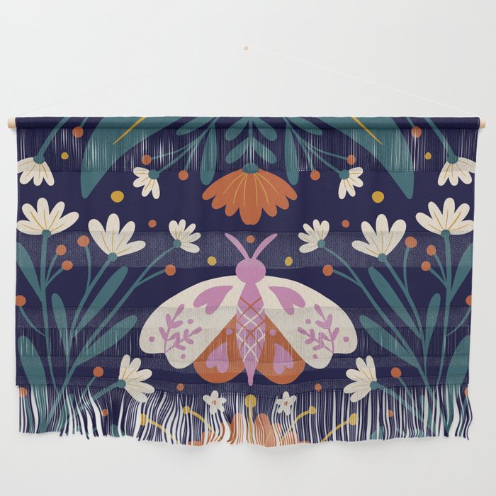 Folk Moth - orange and cream Wall Hanging Gallery Image 1