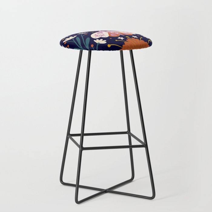 Folk Moth - orange and cream Stool Gallery Image 1