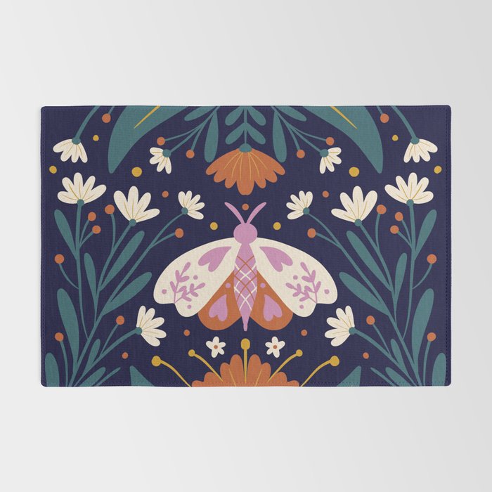 Folk Moth - orange and cream Rug Gallery Image 2