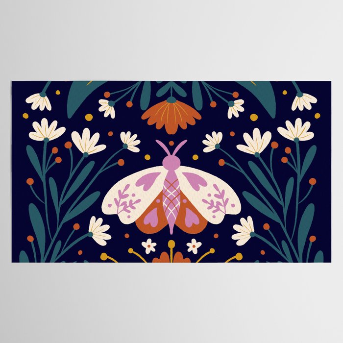 Folk Moth - orange and cream Tablecloth Gallery Image 2