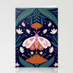 Folk Moth - orange and cream Stationery Card Gallery Image 2