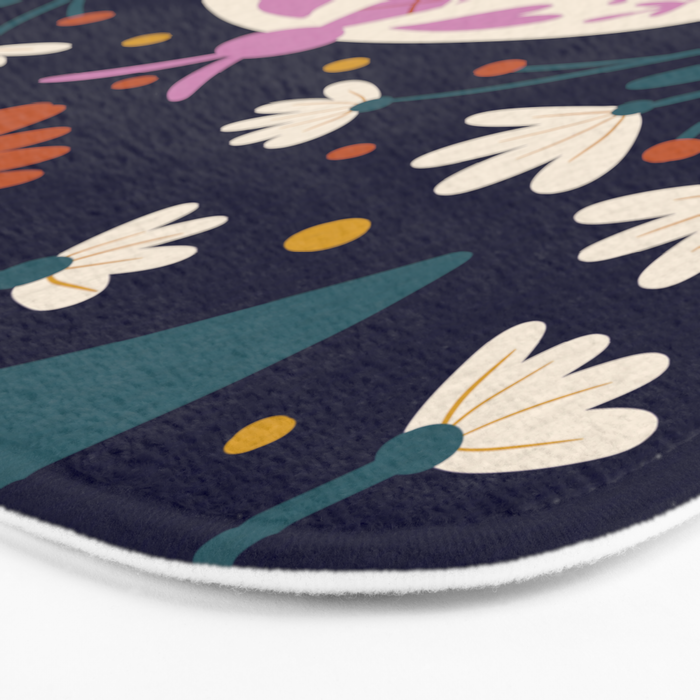 Folk Moth - orange and cream Bath Mat Gallery Image 3