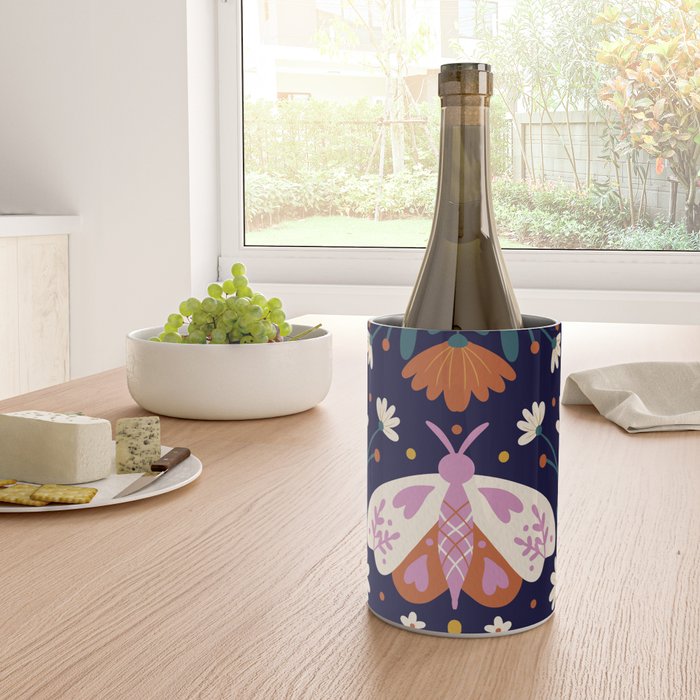 Folk Moth - orange and cream Wine Chiller Gallery Image 4