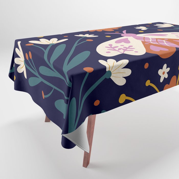 Folk Moth - orange and cream Tablecloth Gallery Image 1