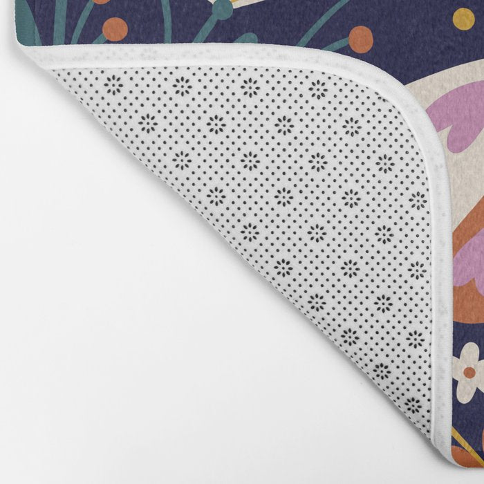 Folk Moth - orange and cream Bath Mat Gallery Image 2