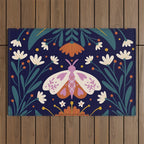 Folk Moth - orange and cream Outdoor Rug Gallery Image 1