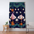 Folk Moth - orange and cream Window Curtain Gallery Image 5