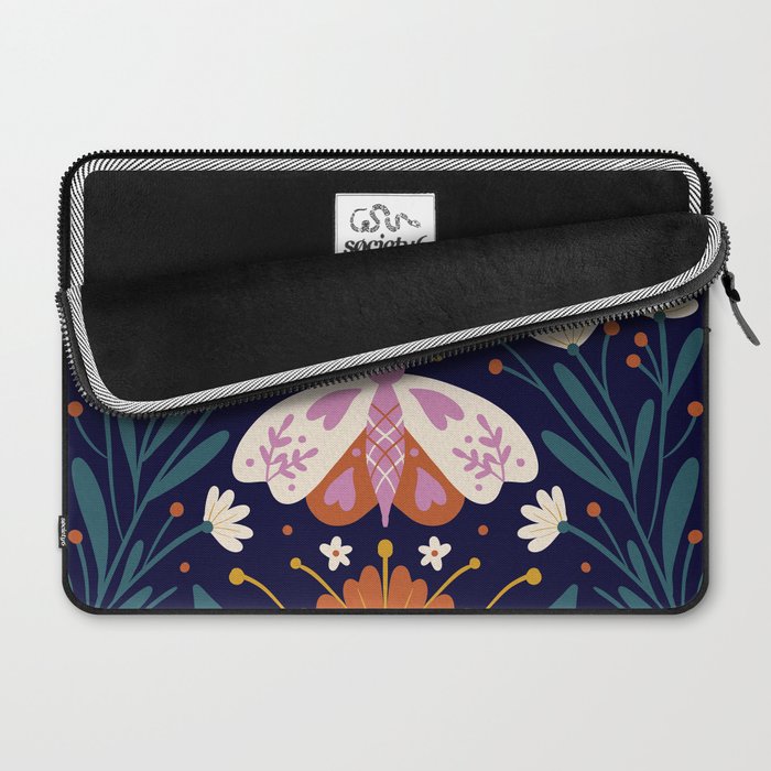 Folk Moth - orange and cream Laptop Sleeve Gallery Image 2