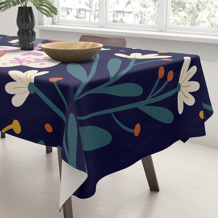 Folk Moth - orange and cream Tablecloth Gallery Image 3